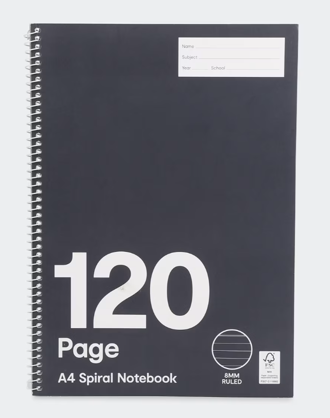 A4 Spiral Notebook 120 pages
