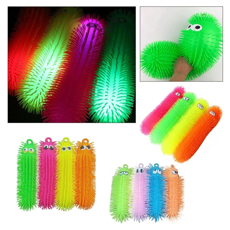77HD Kids Pinch Vent Flashing LED Caterpillars Ball Toy for Boys/Girls Birthday Gifts