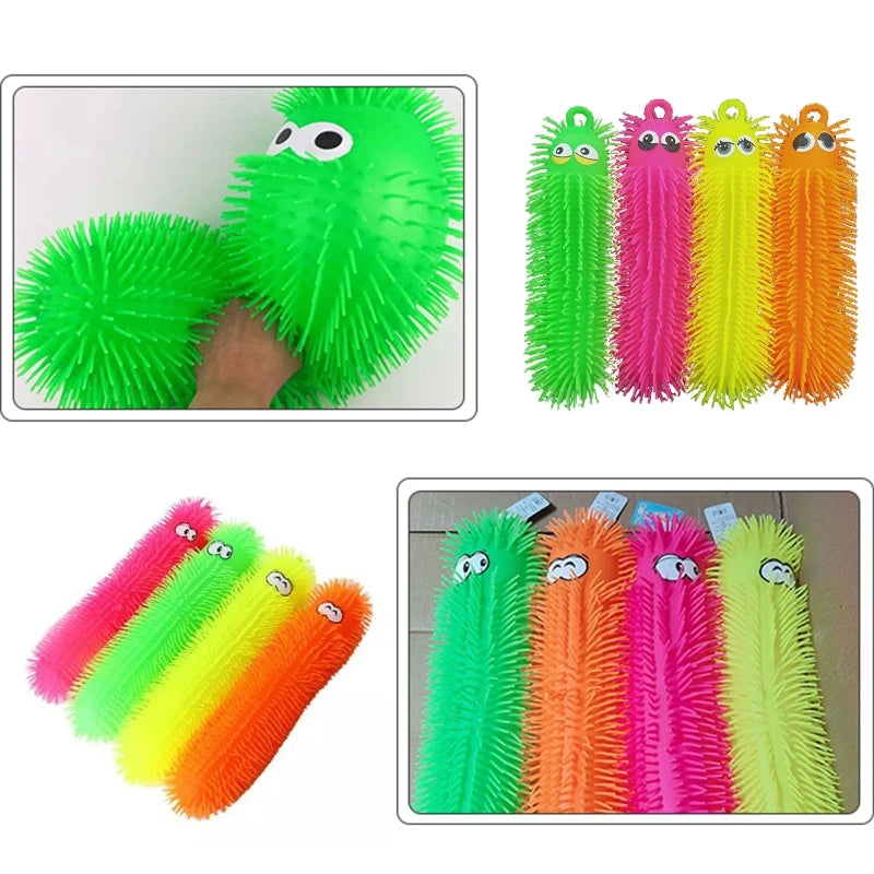 77HD Kids Pinch Vent Flashing LED Caterpillars Ball Toy for Boys/Girls Birthday Gifts