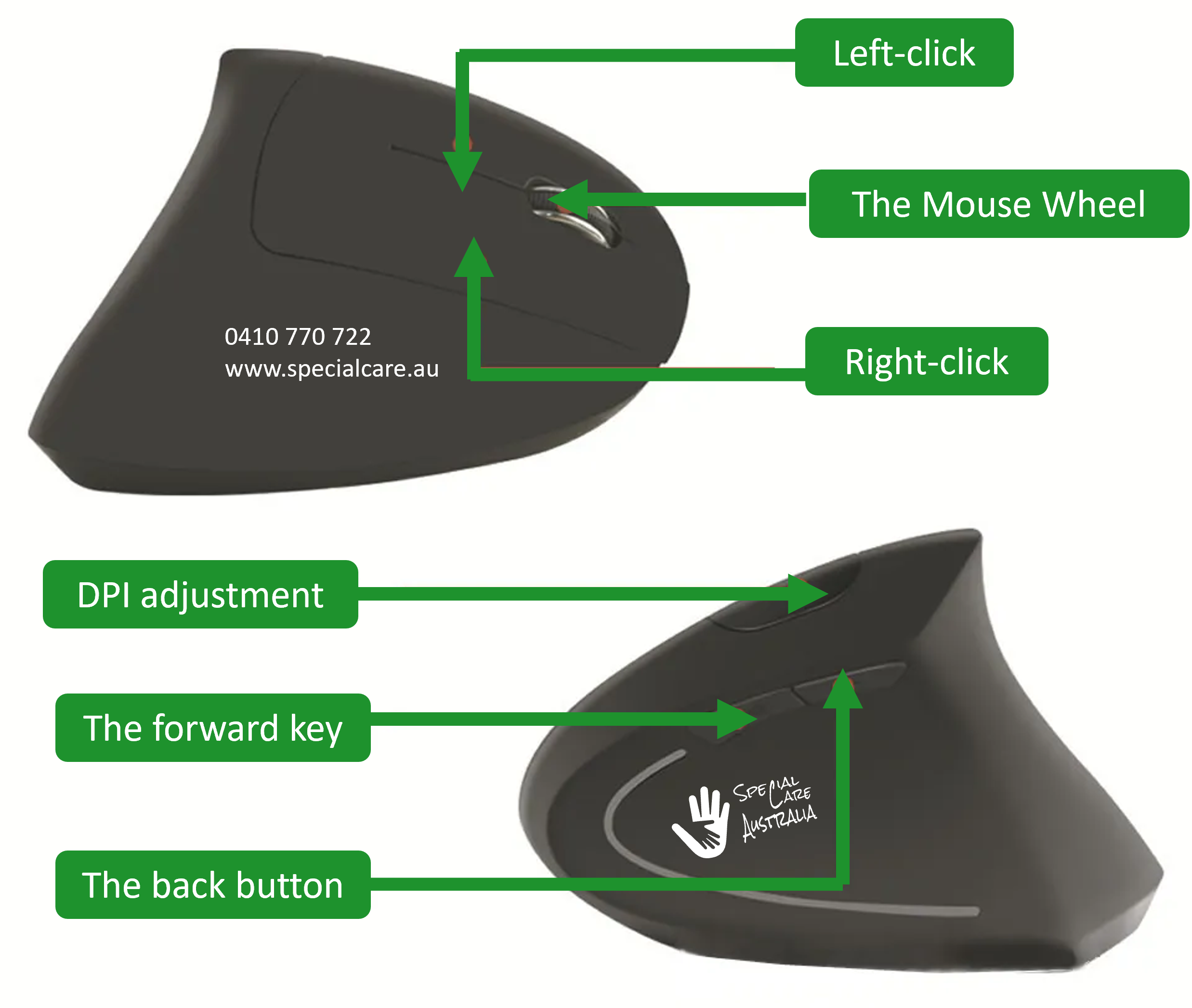 Specialcare Australia Erogonomic mouse and carry bag